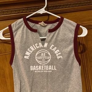 American Eagle, Women’s V-neck tank top, Gray, Basketball logo